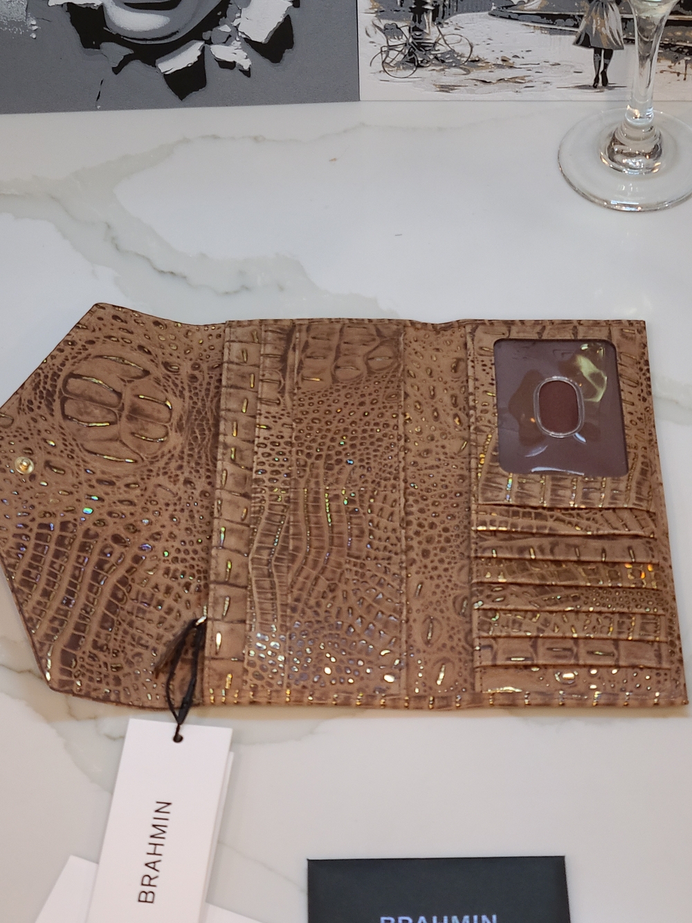 Brahmin NWT Veronica Gold Mini Melbourne Wallet Trifold - Picture 10 of 15